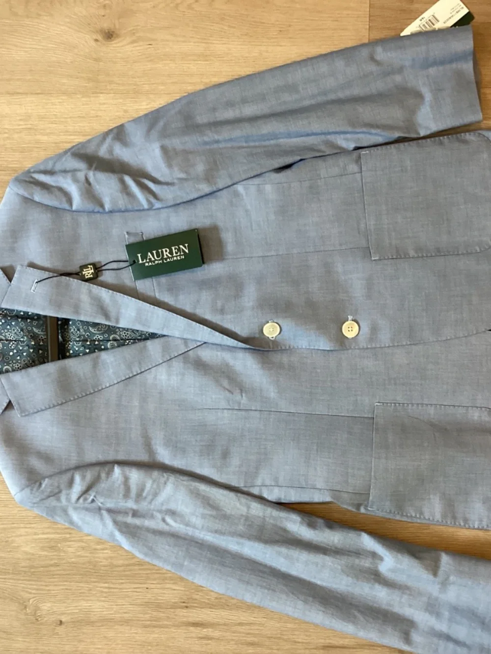 POLO RALPH LAUREN Boys Blazer Light Blue Cotton Single-Breasted NWT